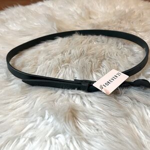 F21 Black Vegan Leather Skinny Belt NWT